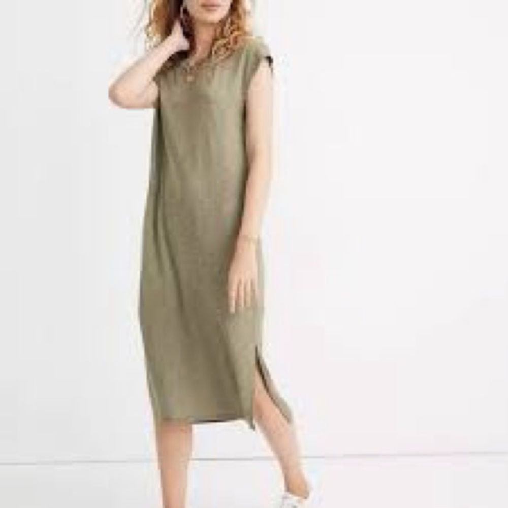 Madewell Muscle Midi Dress | Olive Green